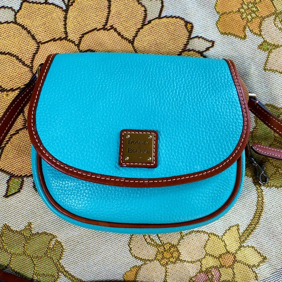 Dooney and Bourke Leather Grain Crossbody Saddle Bag in Turquoise Blue - Picture 8 of 15